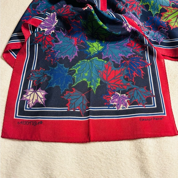 Vintage Scarf by Eleanor Paine Canadian Theme Maple Leaf Botanical Print NWOT - Picture 4 of 10